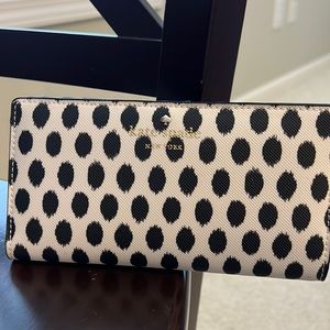 Kate Spade Ikat polka dot used wallet matches purse in my closet.